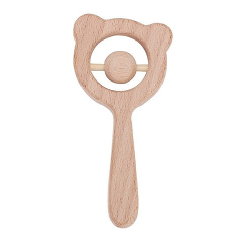 wooden bear rattle/teether